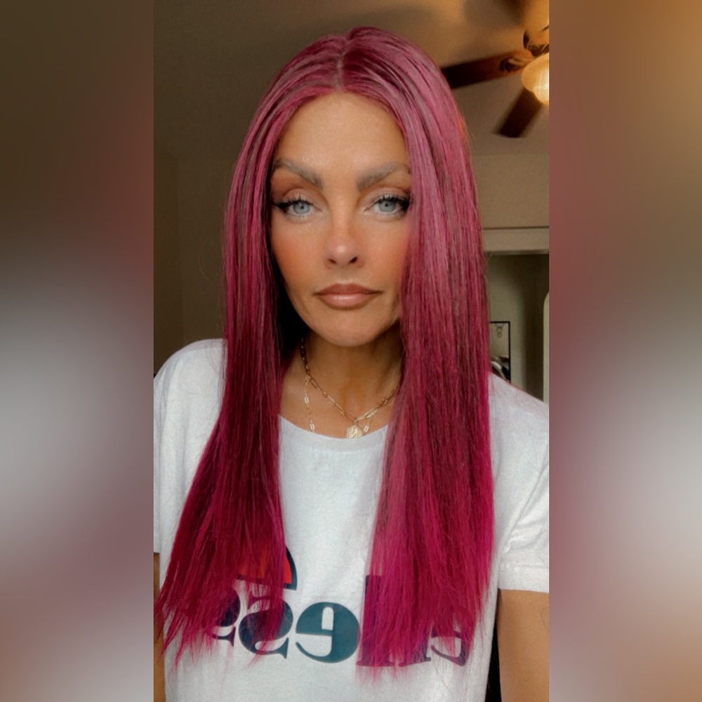 Synthetic unique color free parting wig